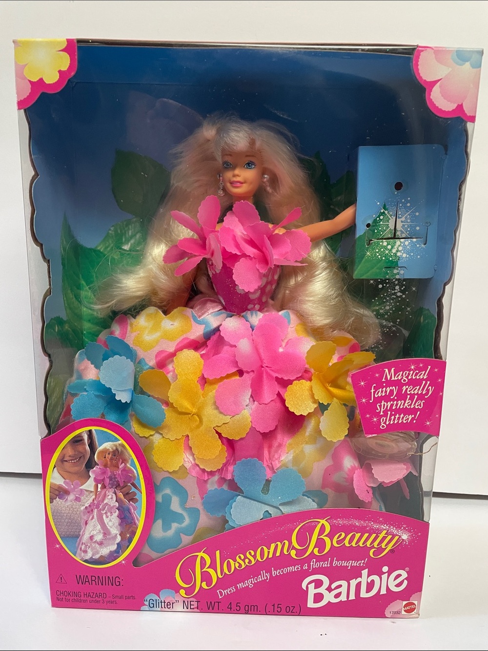 Mattel Barbie Blossom Beauty Doll in Pink Yellow Blue Floral Gown